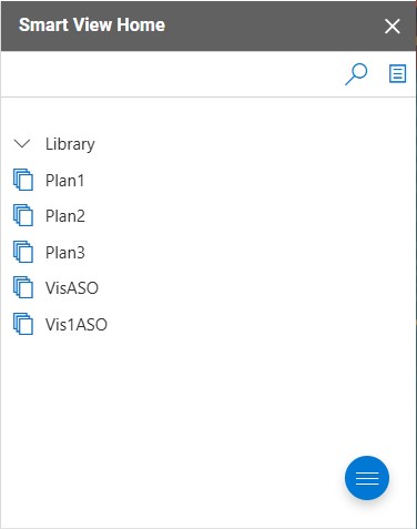显示库和多维数据集的 Smart View 主页面板 显示库和多维数据集的 Smart View 主页面板