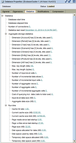 ASO 多维数据集&ldquo;数据库属性&rdquo;屏幕的&ldquo;统计信息&rdquo;选项卡示例