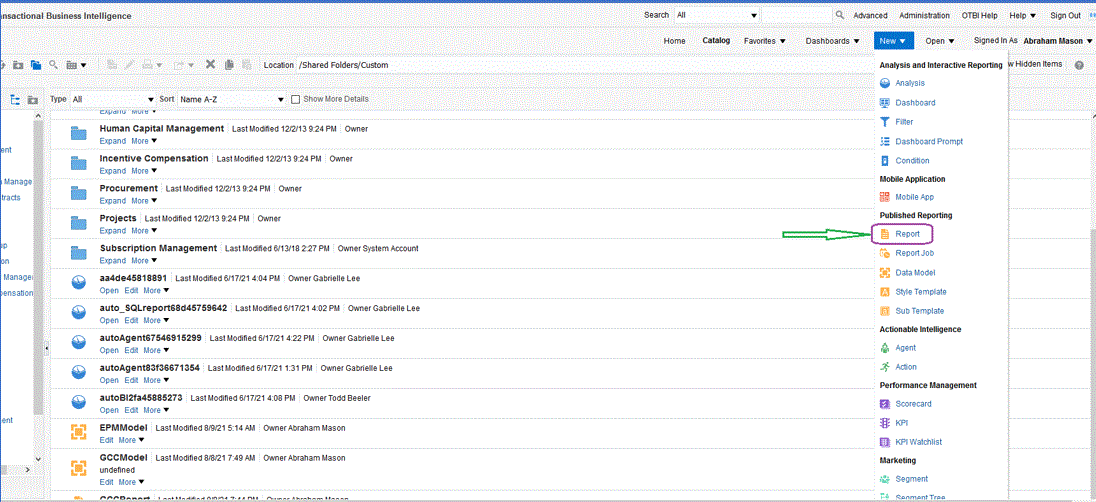 图中显示了 "Transaction Business Intelligence" 页。