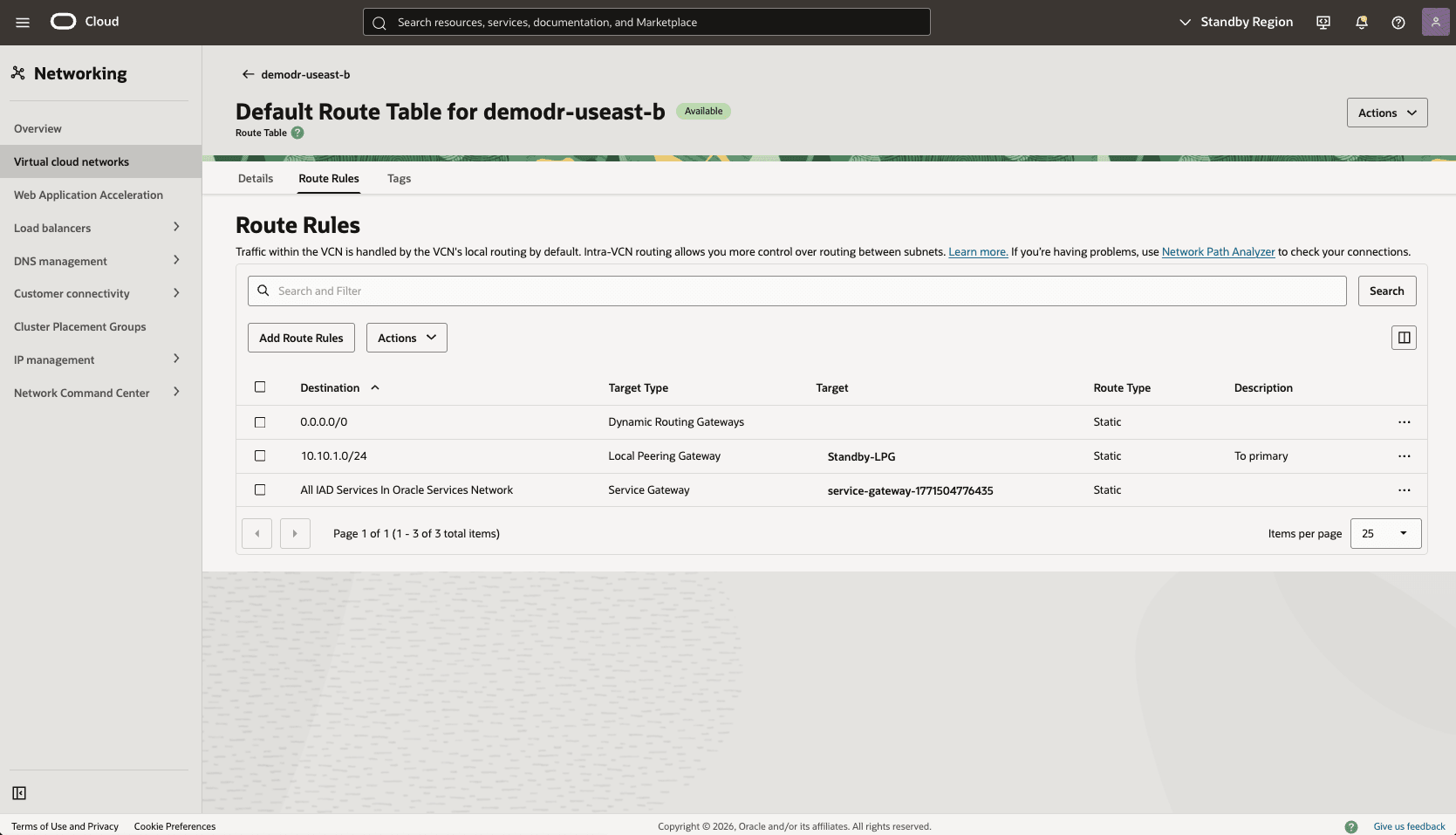 This screenshot shows how to configure the network in the primary zone.