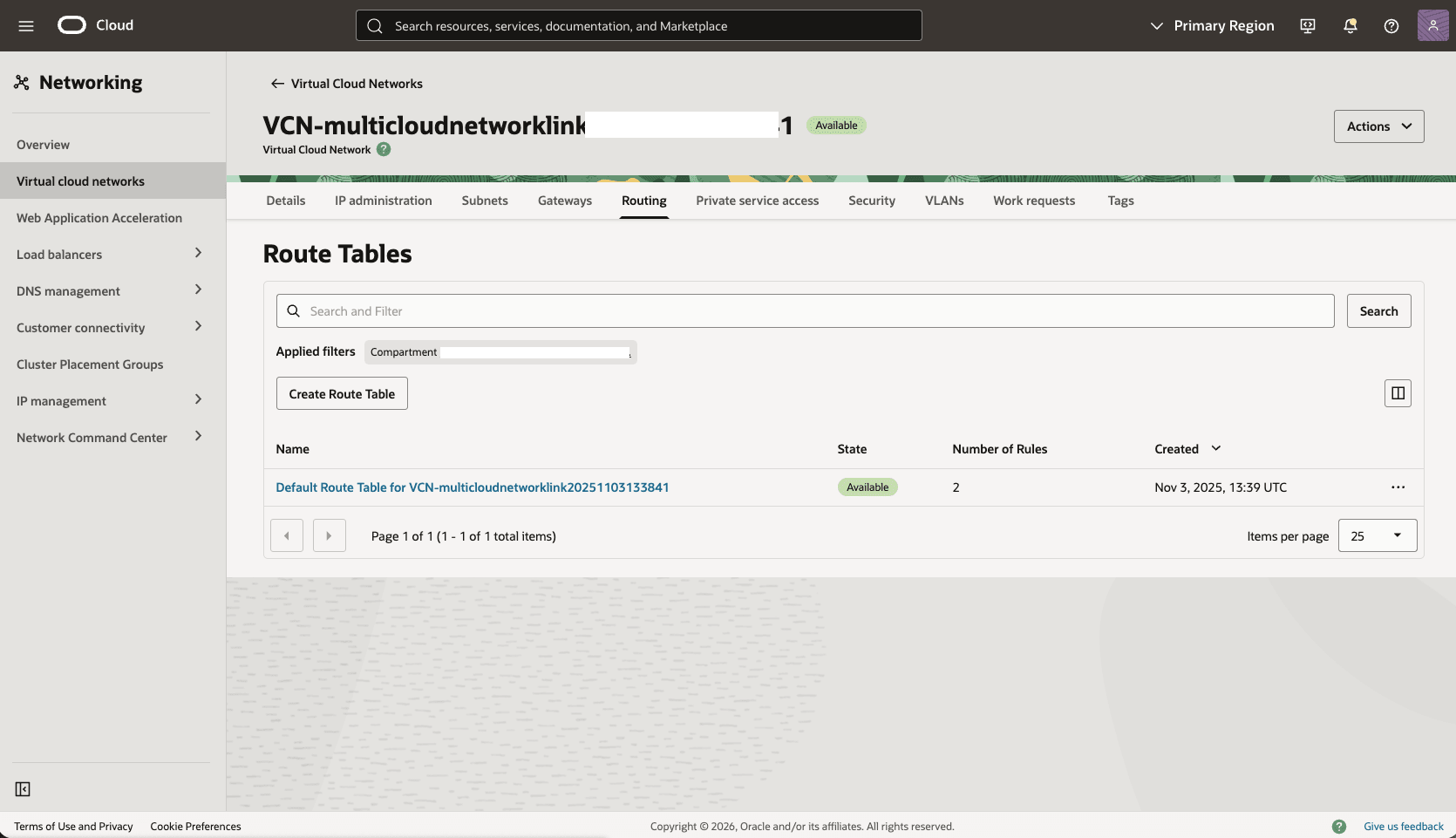This screenshot shows how to configure the network in the primary zone.