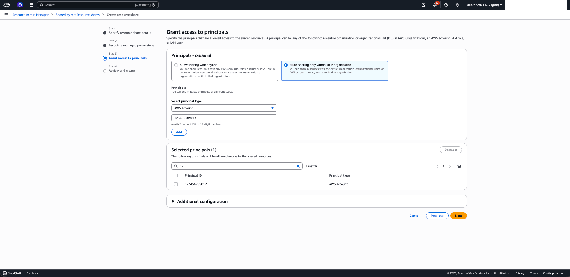 This screenshot shows how to create resource share. This screenshot shows how to create resource share.