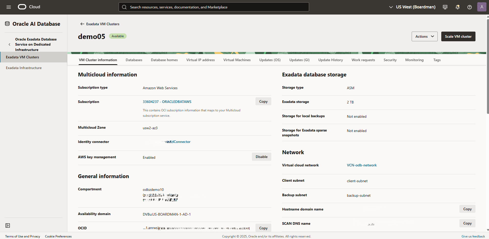 This screenshot shows how to verify the compartment information.