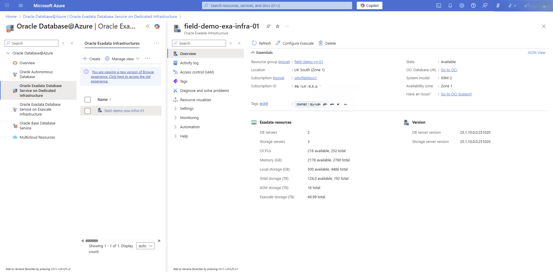 This screenshot shows how to configure Exascale storage.