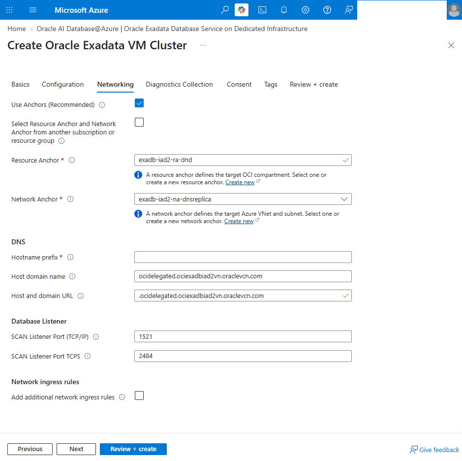 This screenshot shows the steps for creating an Exadata VM Cluster.