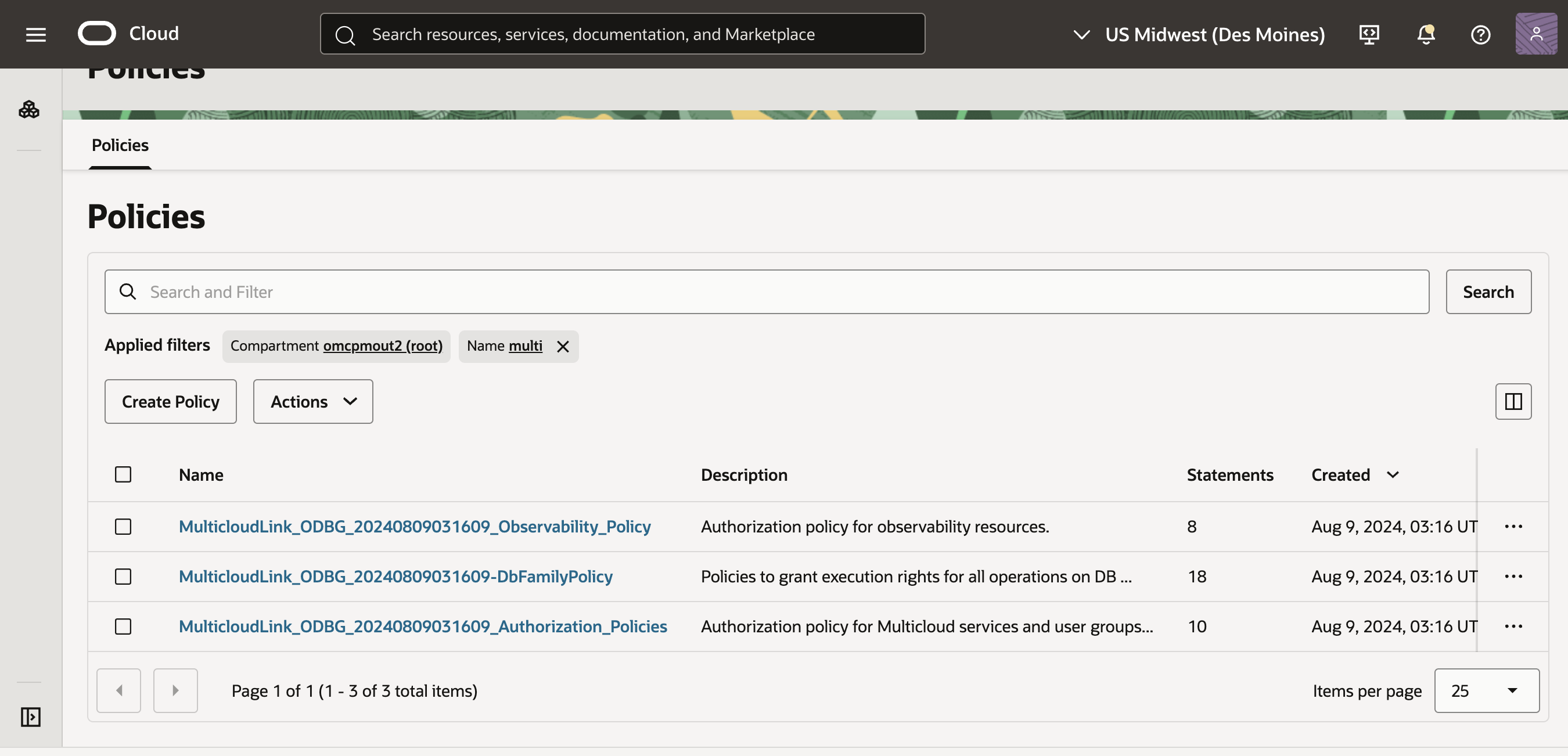 Click to expand OCI Multicloud policies