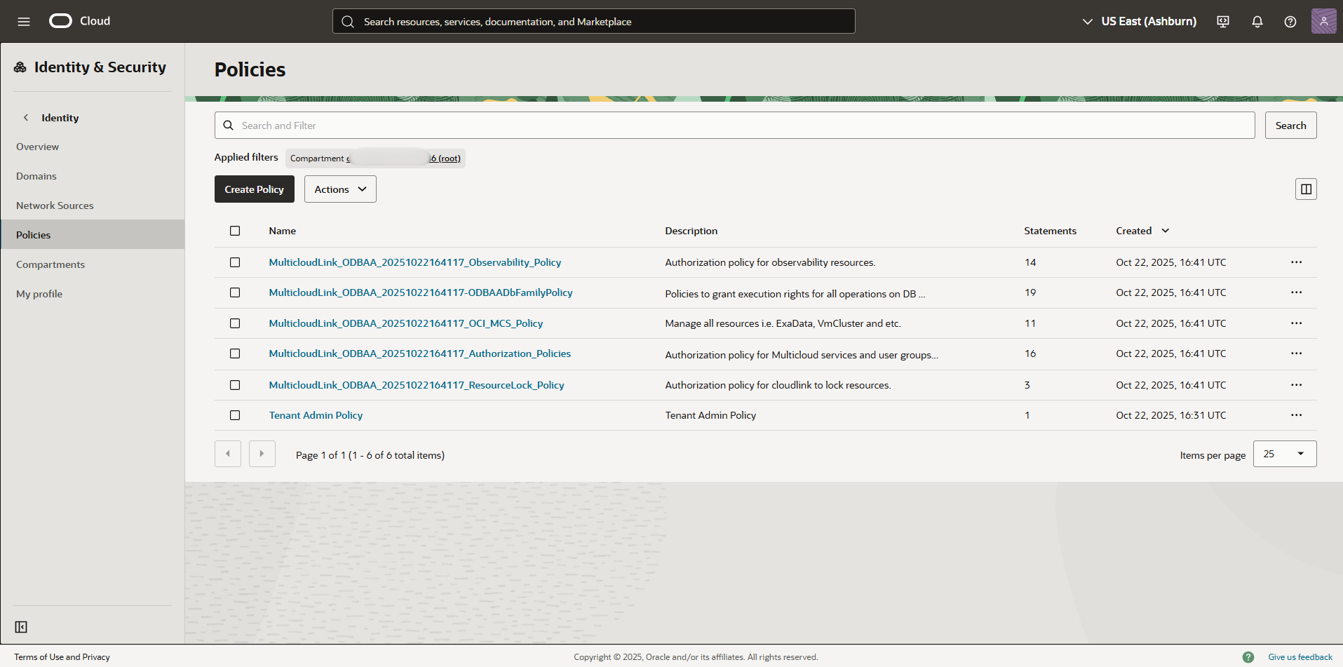 Click to expand OCI Multicloud policies