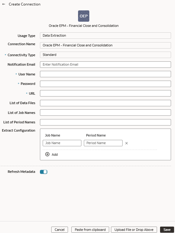 Create EPM Connection