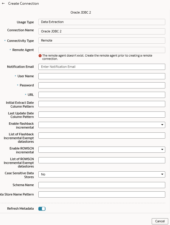 Create Connection for Oracle JDBC