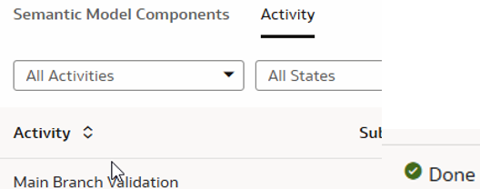 Validation of main branch displaying Done state