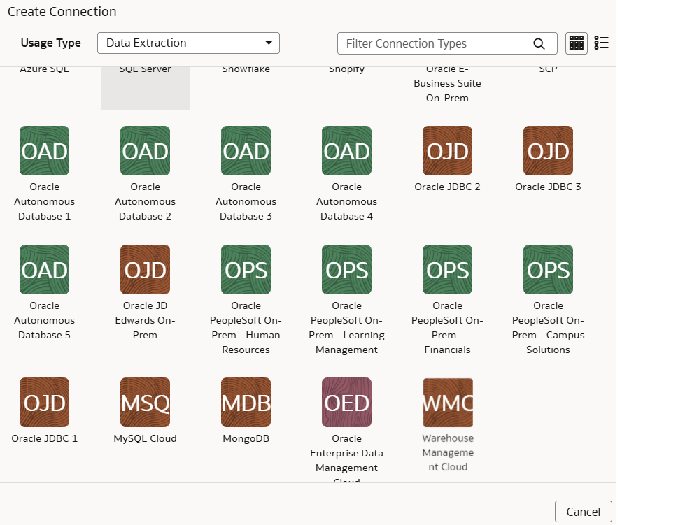 MySQL Cloud database connection option
