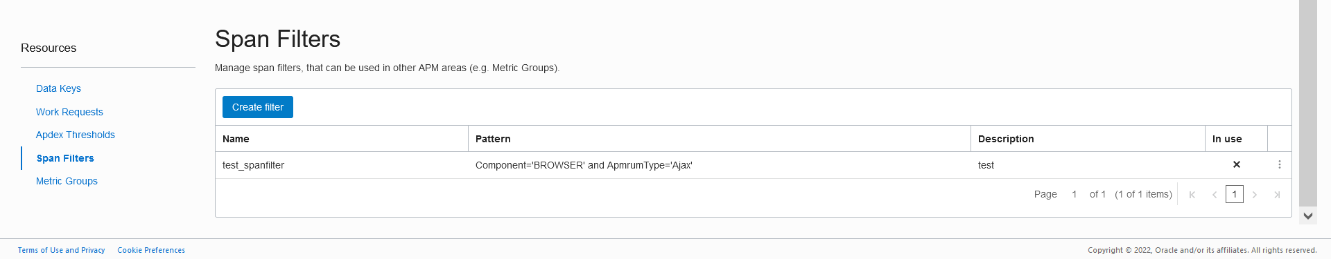 Span Filters pane