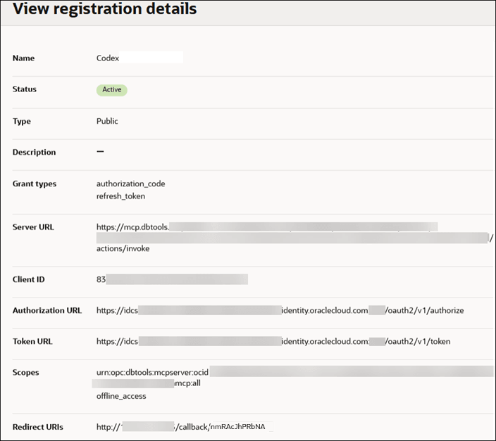 This image shows the Client registration details page, where you can obtain the Server URL.