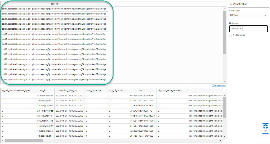 Graphic shows a rendered chart visualization with 1 column.