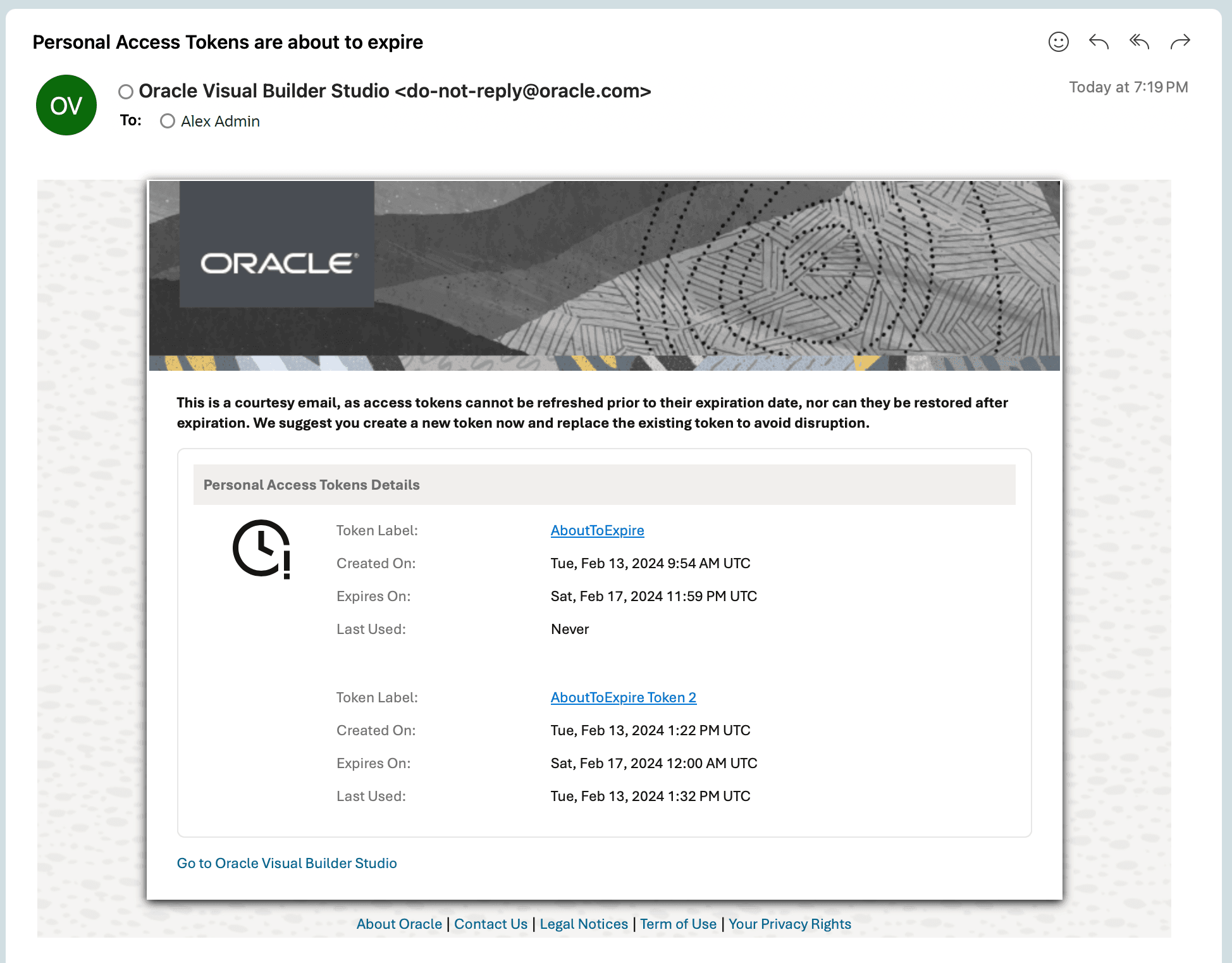 Description of token-expiration-warning-email.png follows