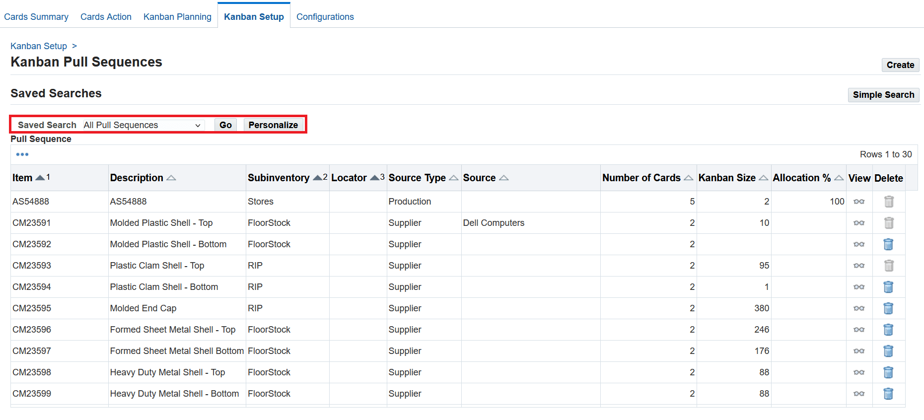 Kanban Setup - Saved Search