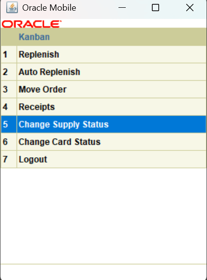 Replenishment menu
