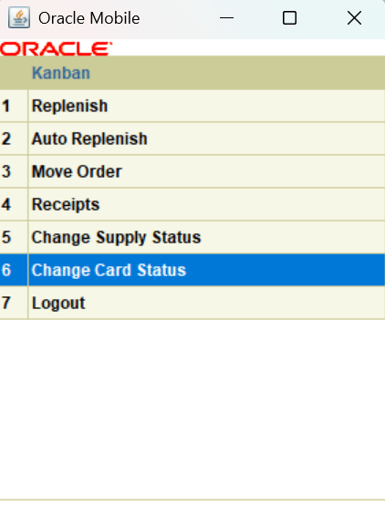 Replenishment menu