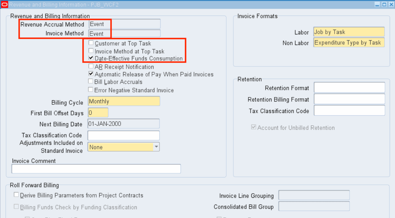 Fig. 1 - Billing Setups window