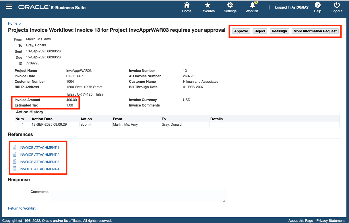 Fig.2 - Notification for Invoice Approval