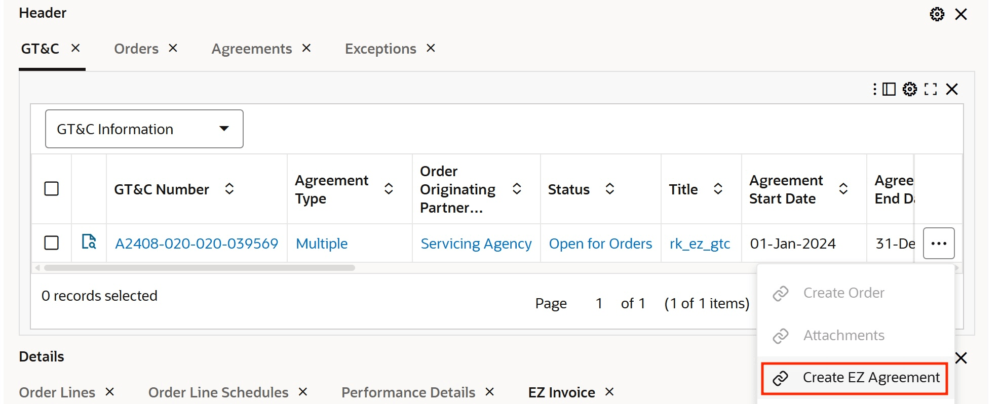Fig.1- Create EZ Agreement