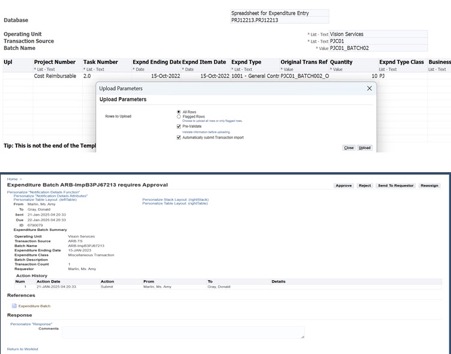 Expenditure WebADI entry and Workflow Approver Notification