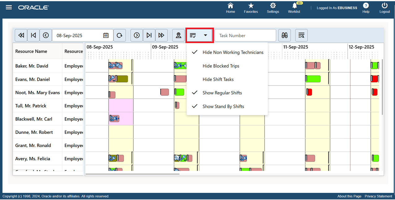 Gantt Menu Option