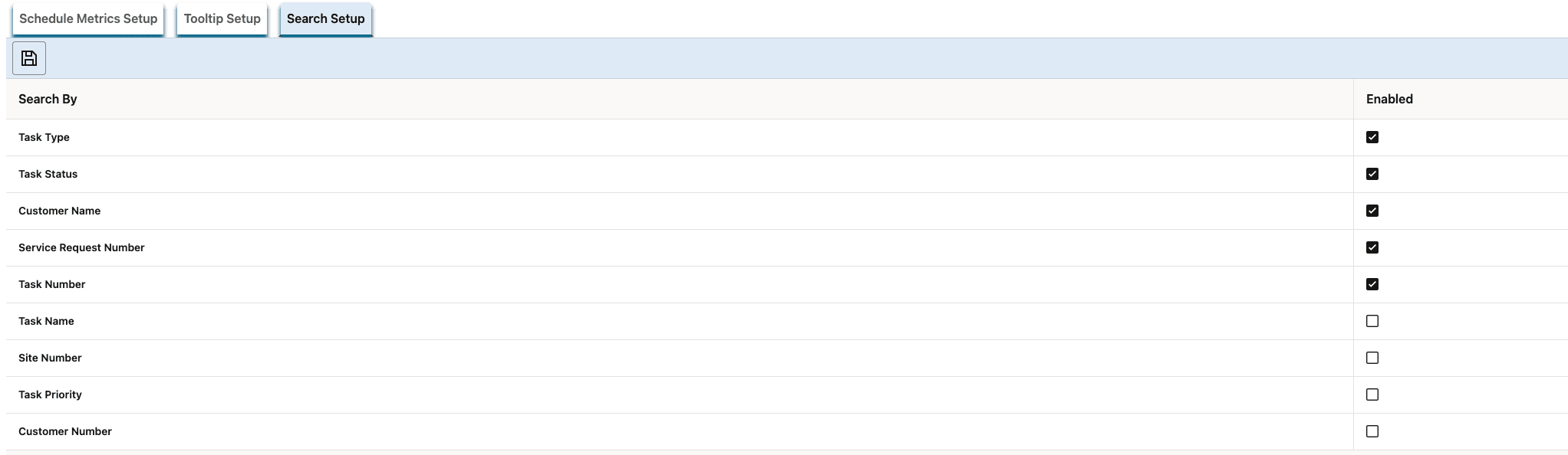 Search Setup UI