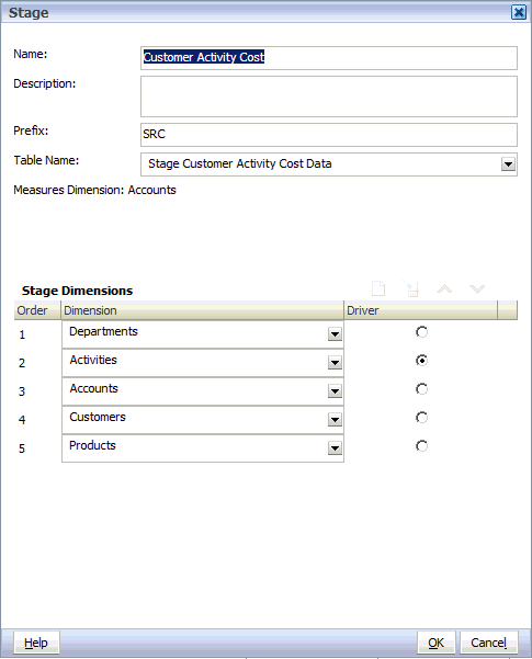 Use the Stage dialog to modify the information for the stage.