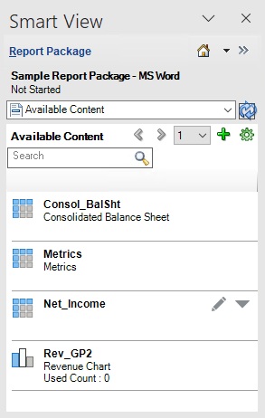 New Available Content, Net Income, Added to List in Available Content panel