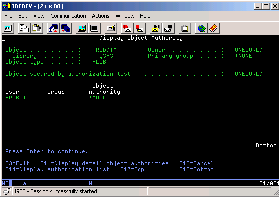 Data Source DSPOBJAUT.