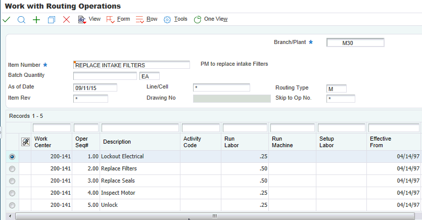 Enter Routing Information form