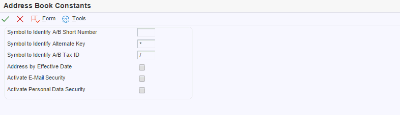 Address Book Constants form