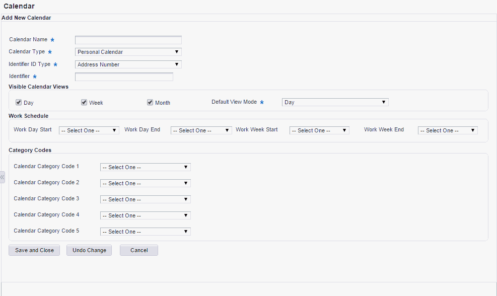 Calendar form