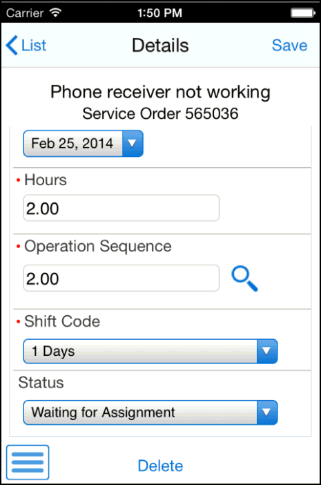 Service Time Entry - Edit