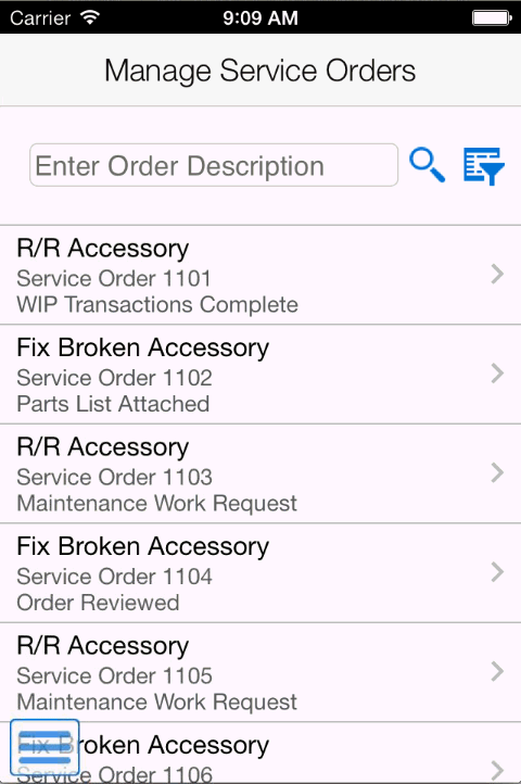 Manage Service Orders: Smartphone