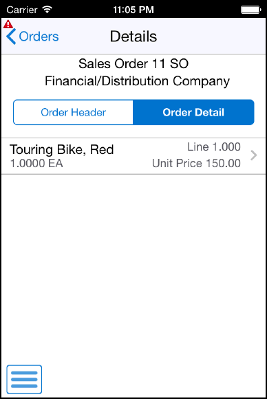 Customer Order Overview: Order Detail tab
