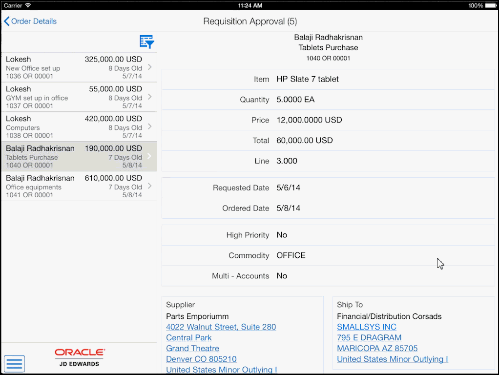 Requisition Approval: Line Detail