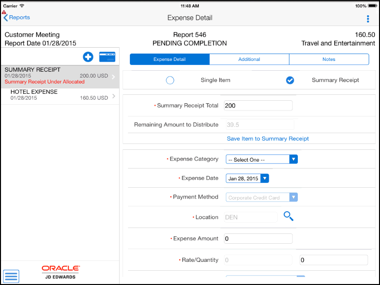 Add Summary Expense Item
