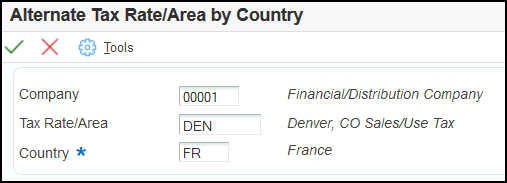 Alternate Tax Rate / Area By Country.