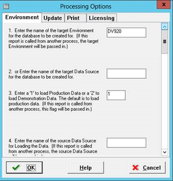 This graphic describes the Environment processing options