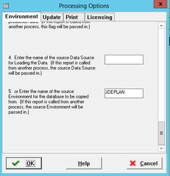 This graphic describes the Environment processing options