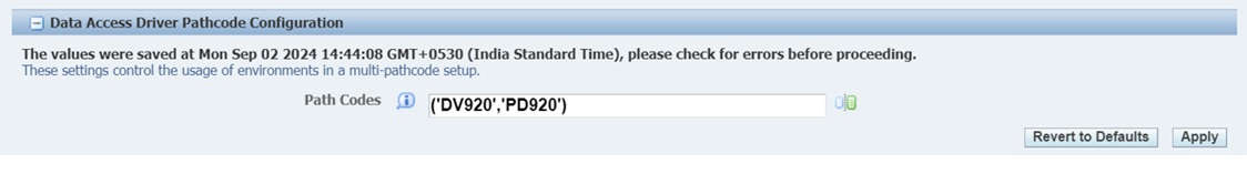 Data Access Driver Multiple Patchcode Configuration