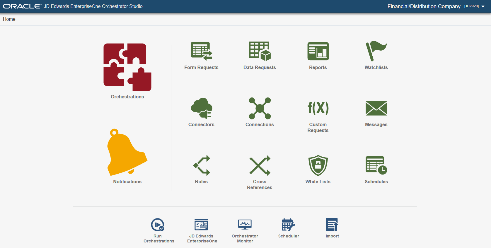 Orchestrator Studio Home.
