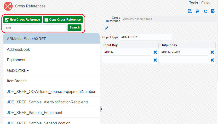 Example of Cross References Design Page