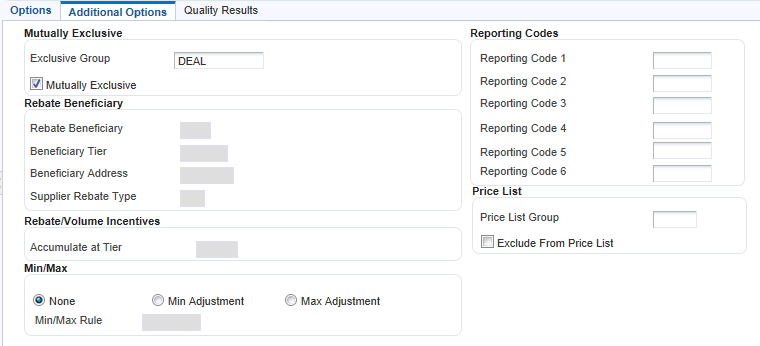 Price Adjustment Definition form (2 of 2)