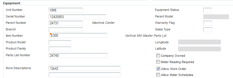 Equipment Master Revisions form (2 of 2)