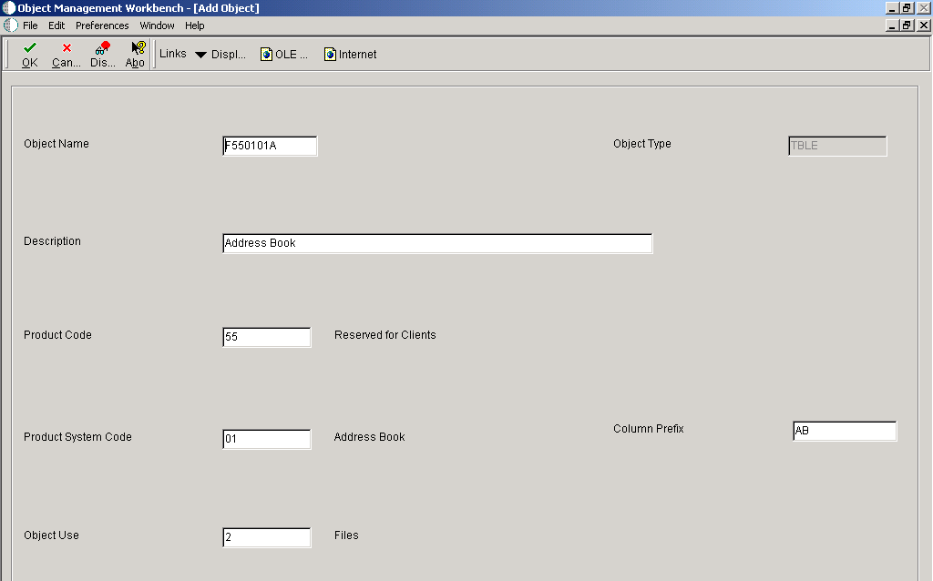 Add Object form