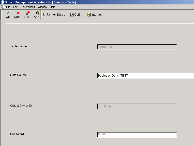 Generate Table form