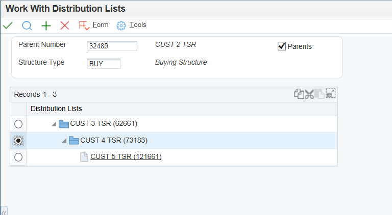Work With Distribution Lists Form